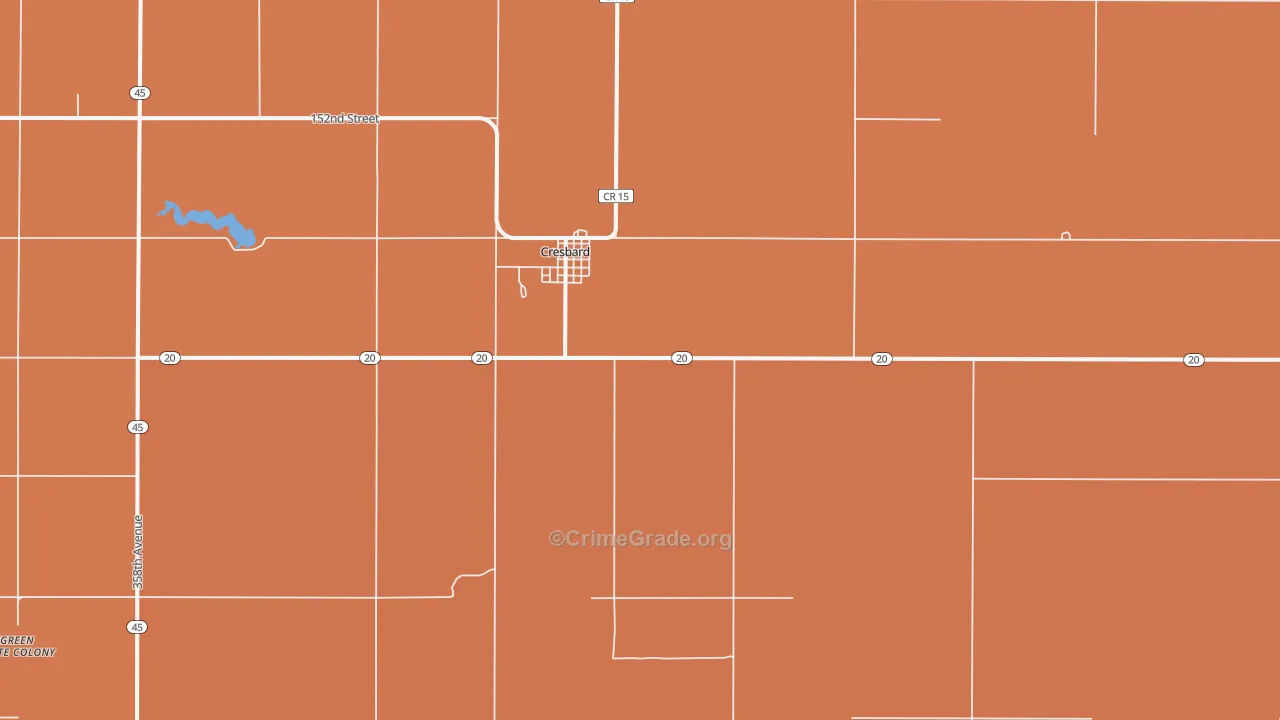 Cresbard, SD Map of Drug-Related Crime Rates