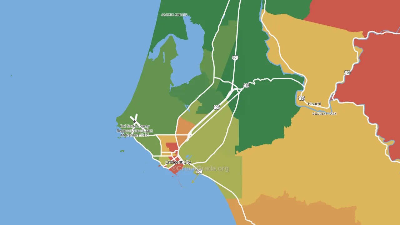 Crescent City, CA Map of Drug-Related Crime Rates