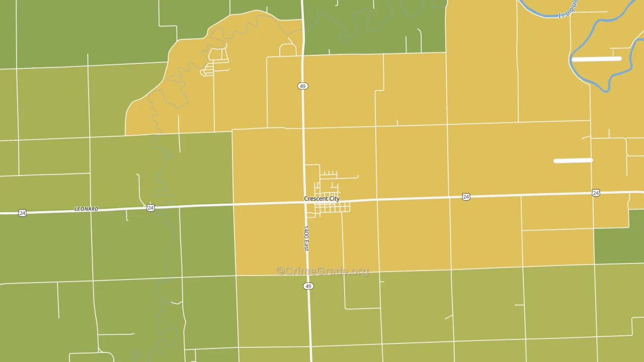 Crescent City, IL Map of Drug-Related Crime Rates
