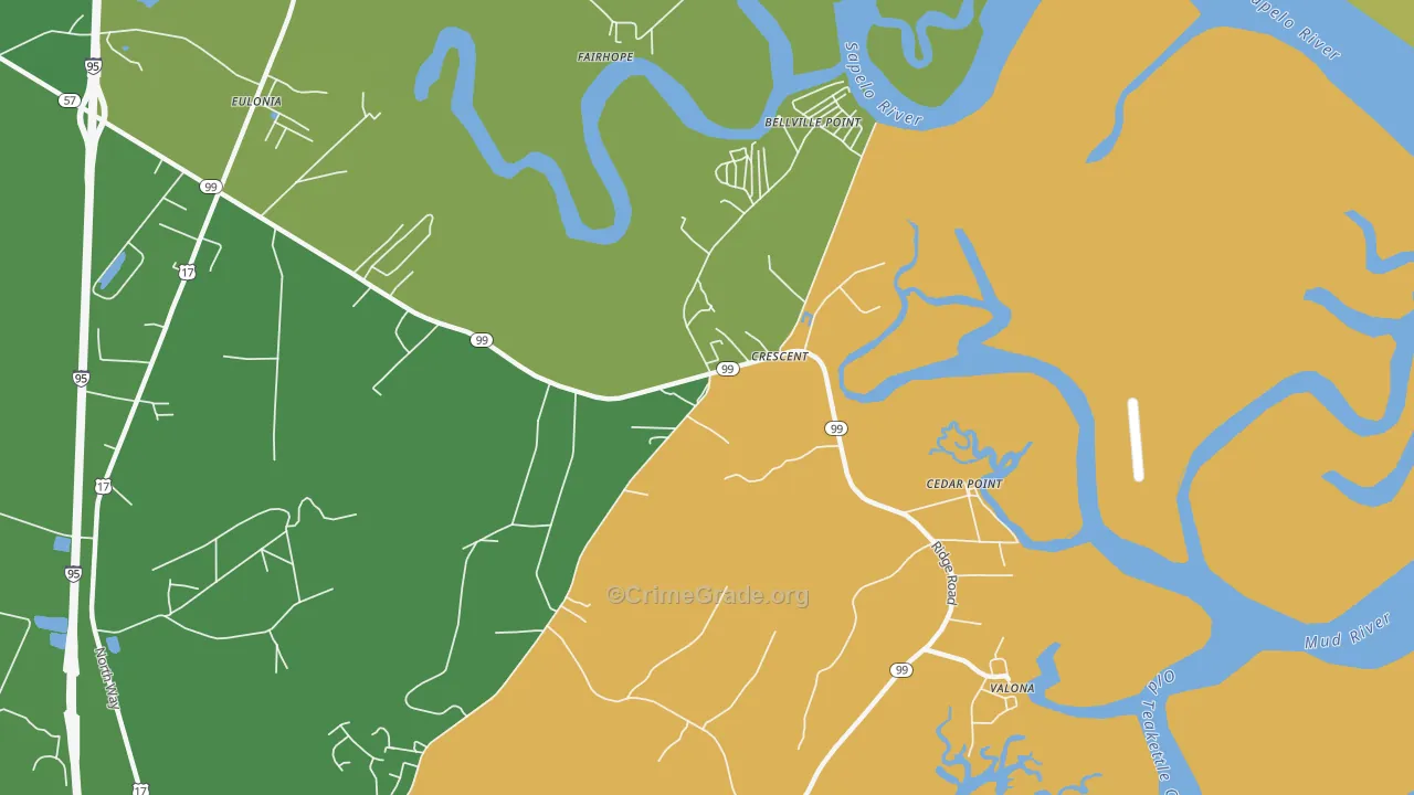 Crescent, GA Map of Drug-Related Crime Rates