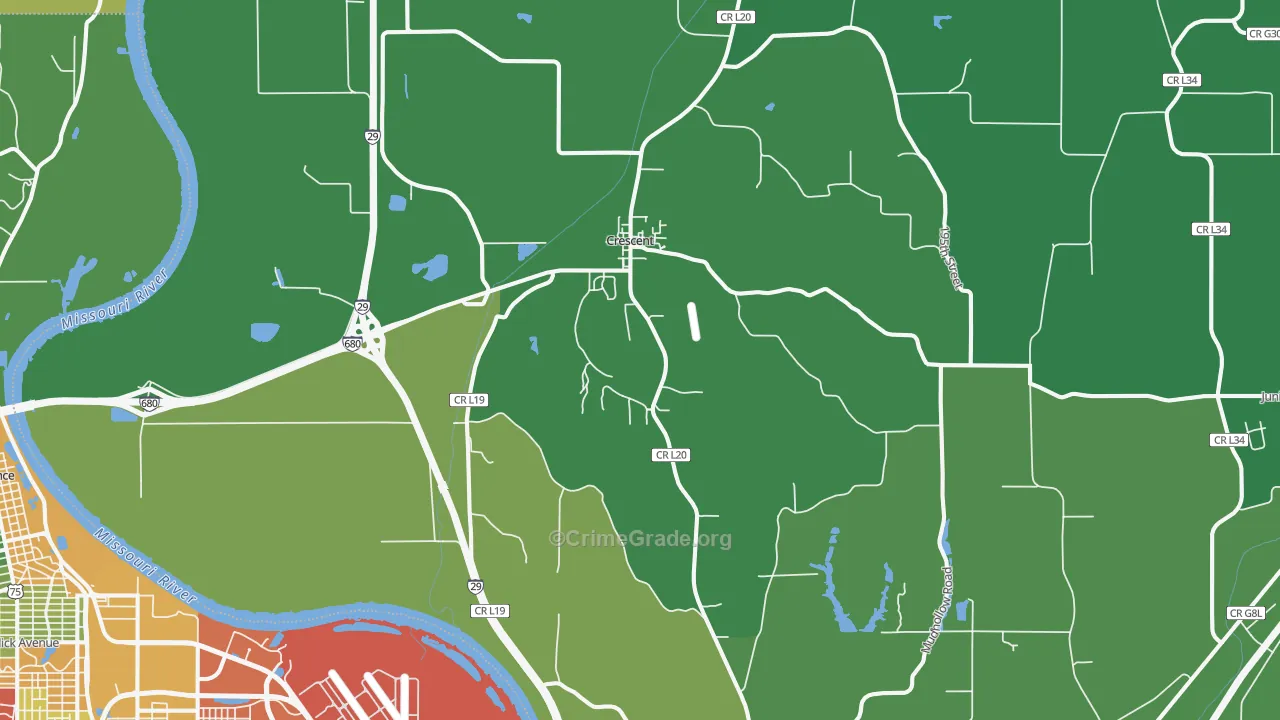 Crescent, IA Map of Drug-Related Crime Rates