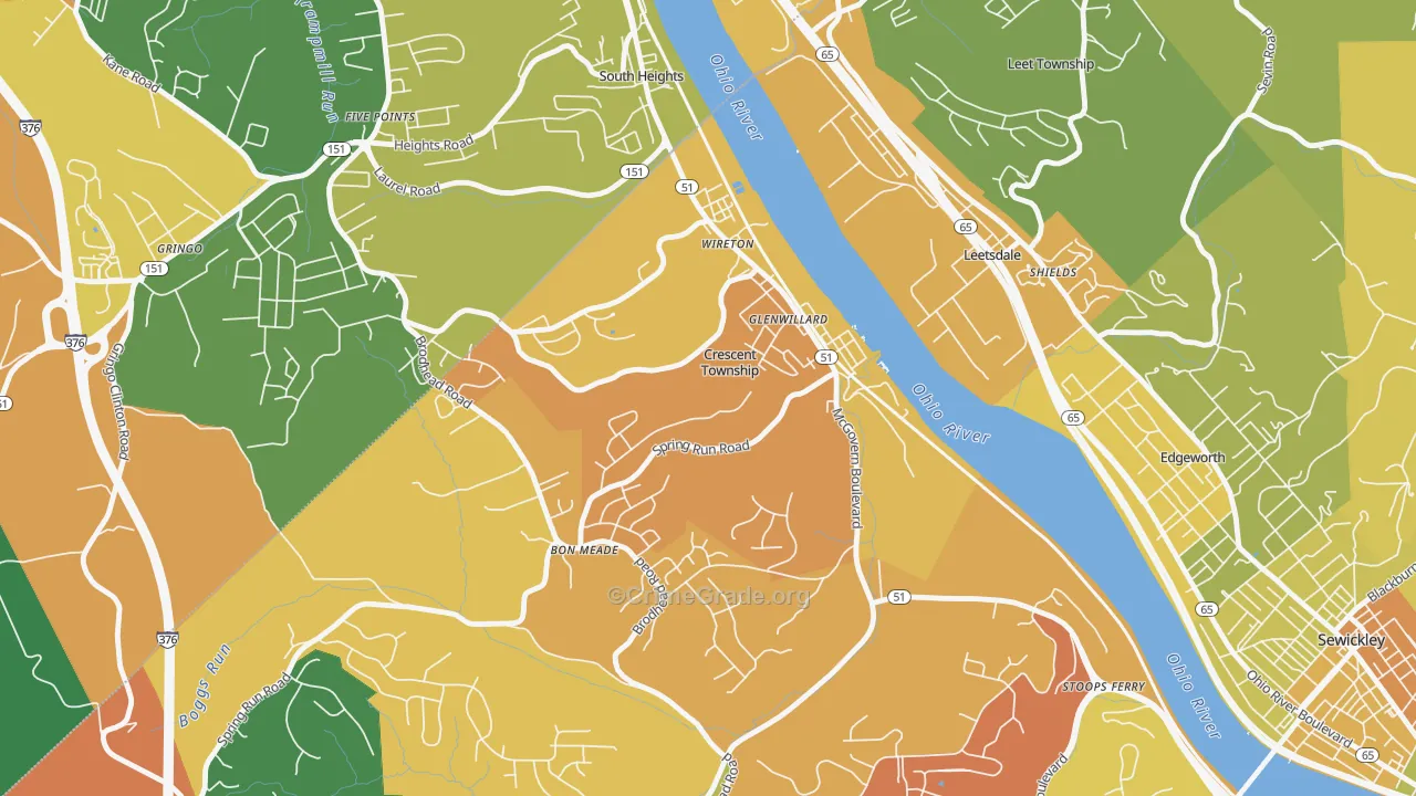 Crescent, PA Map of Drug-Related Crime Rates