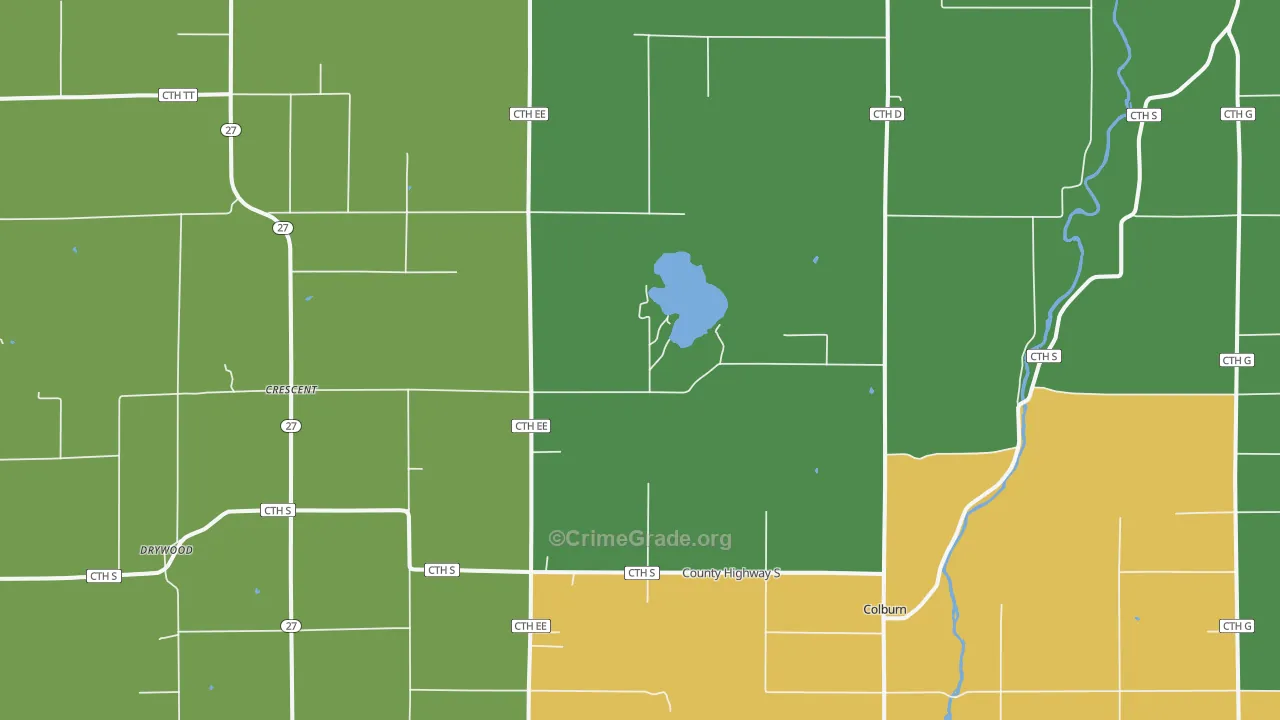 Crescent, WI Map of Drug-Related Crime Rates