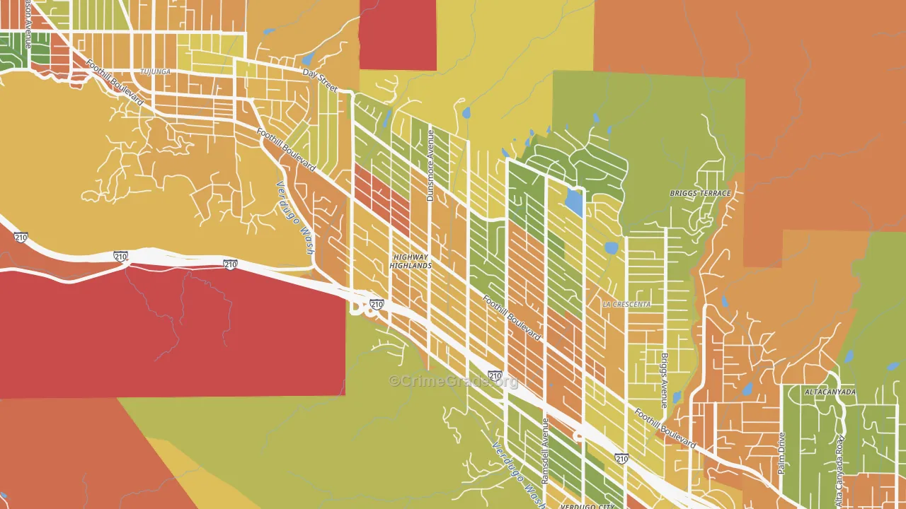 Crescenta Highlands, La Crescenta, CA Map of Drug-Related Crime Rates