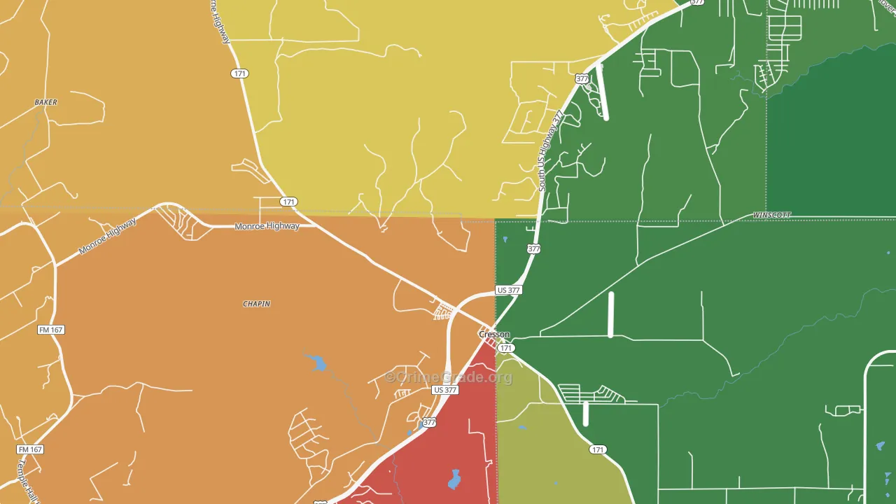 Cresson, TX Map of Drug-Related Crime Rates