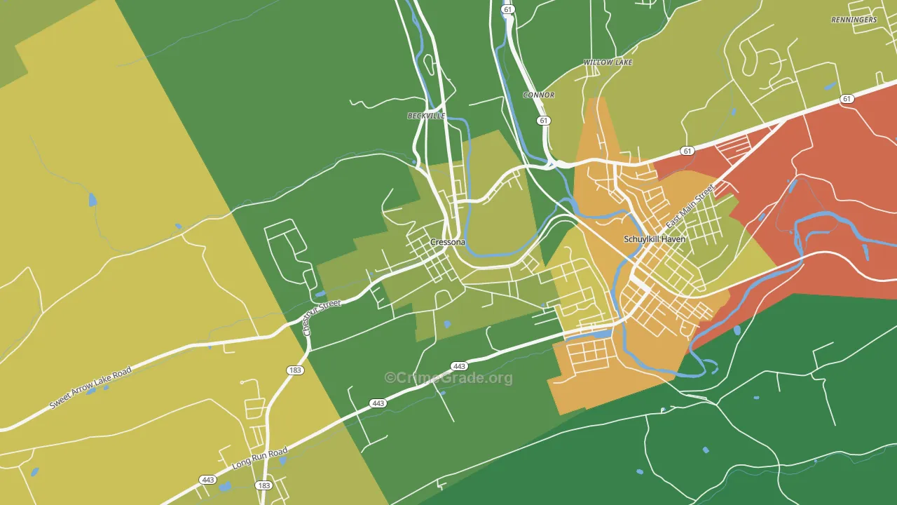 Cressona, PA Map of Drug-Related Crime Rates