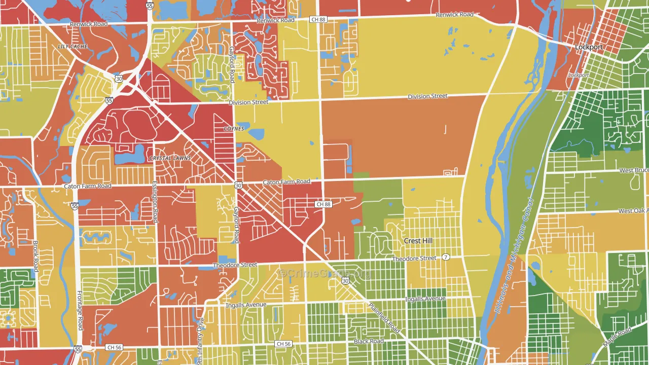 Crest Hill, IL Map of Drug-Related Crime Rates
