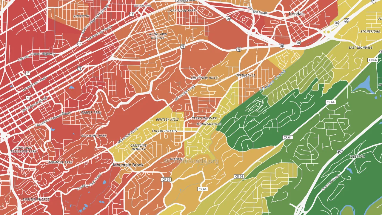 Crestline, Birmingham, AL Map of Drug-Related Crime Rates
