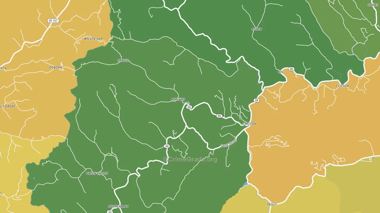 Creston, NC Map of Drug-Related Crime Rates