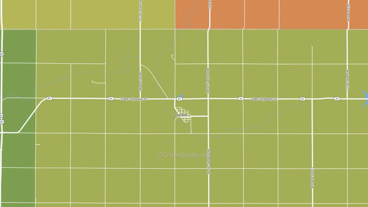 Creston, NE Map of Drug-Related Crime Rates