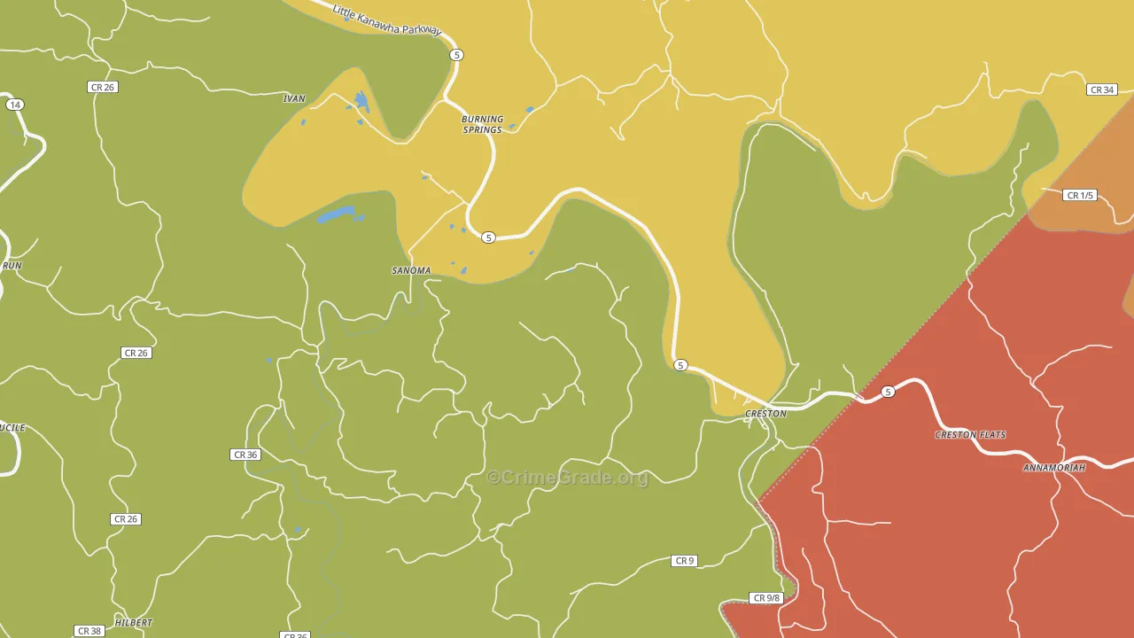 Creston, WV Map of Drug-Related Crime Rates