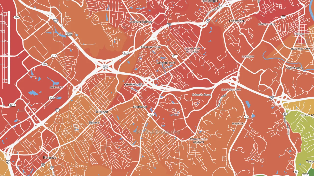 Crestview Hills, KY Map of Drug-Related Crime Rates