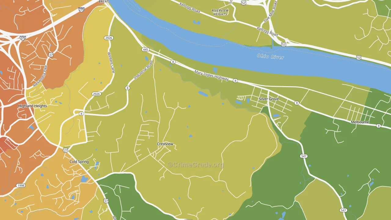 Crestview, KY Map of Drug-Related Crime Rates