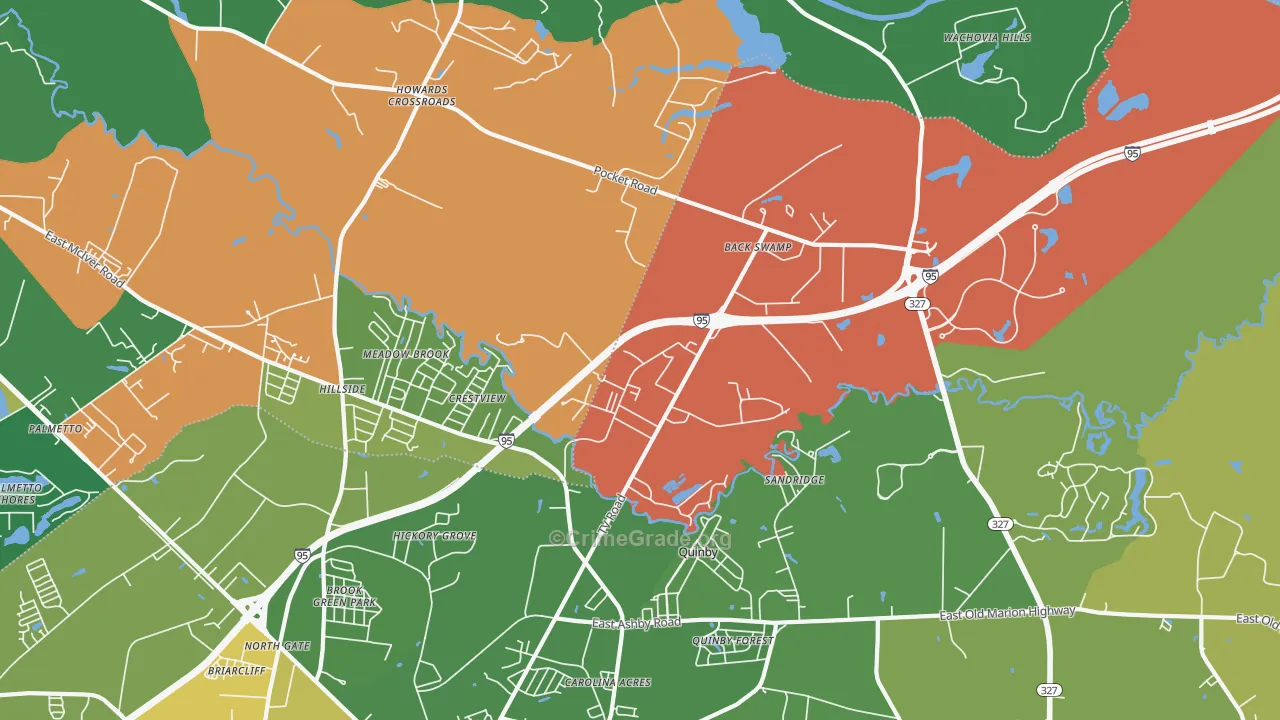Crestview, SC Map of Drug-Related Crime Rates
