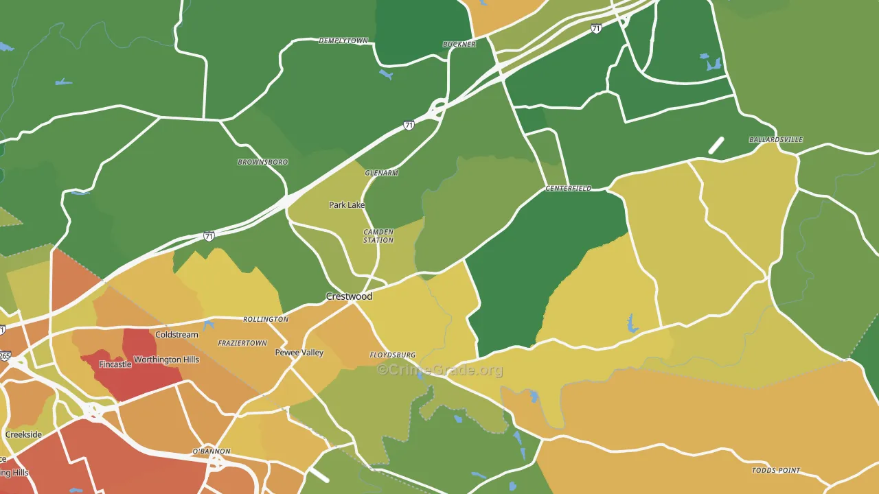 Crestwood, KY Map of Drug-Related Crime Rates