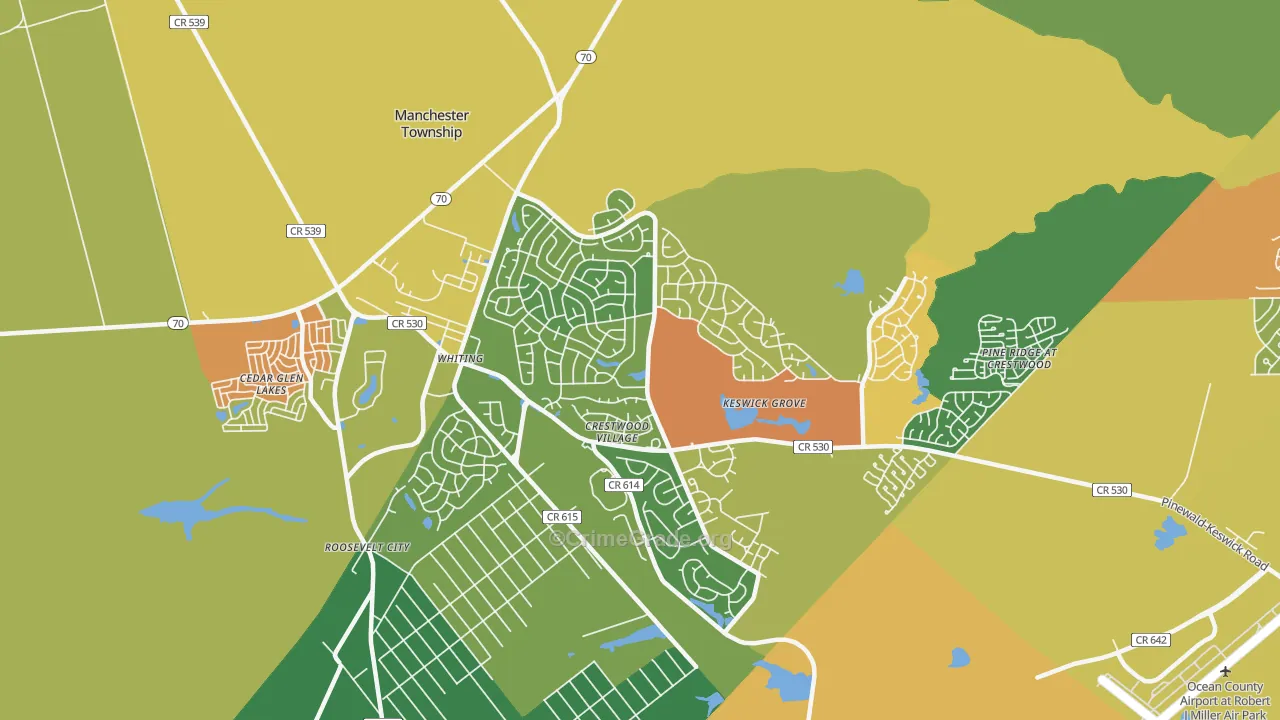Crestwood Village, NJ Map of Drug-Related Crime Rates