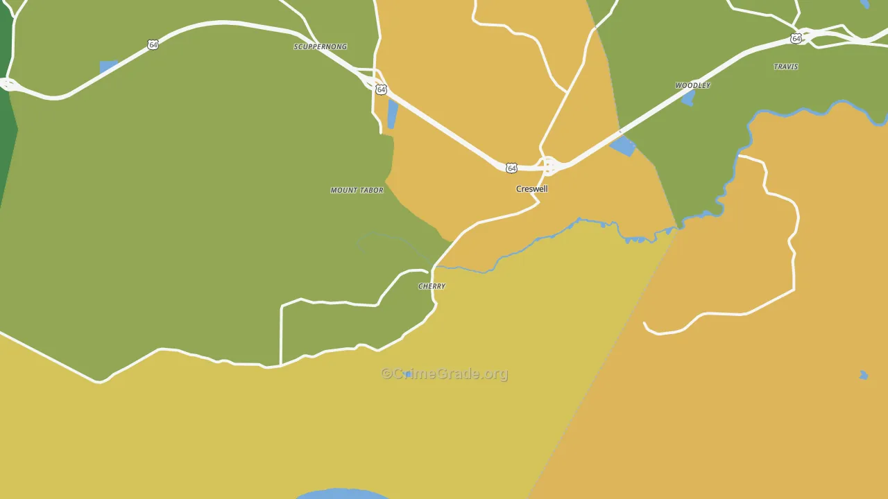 Creswell, NC Map of Drug-Related Crime Rates
