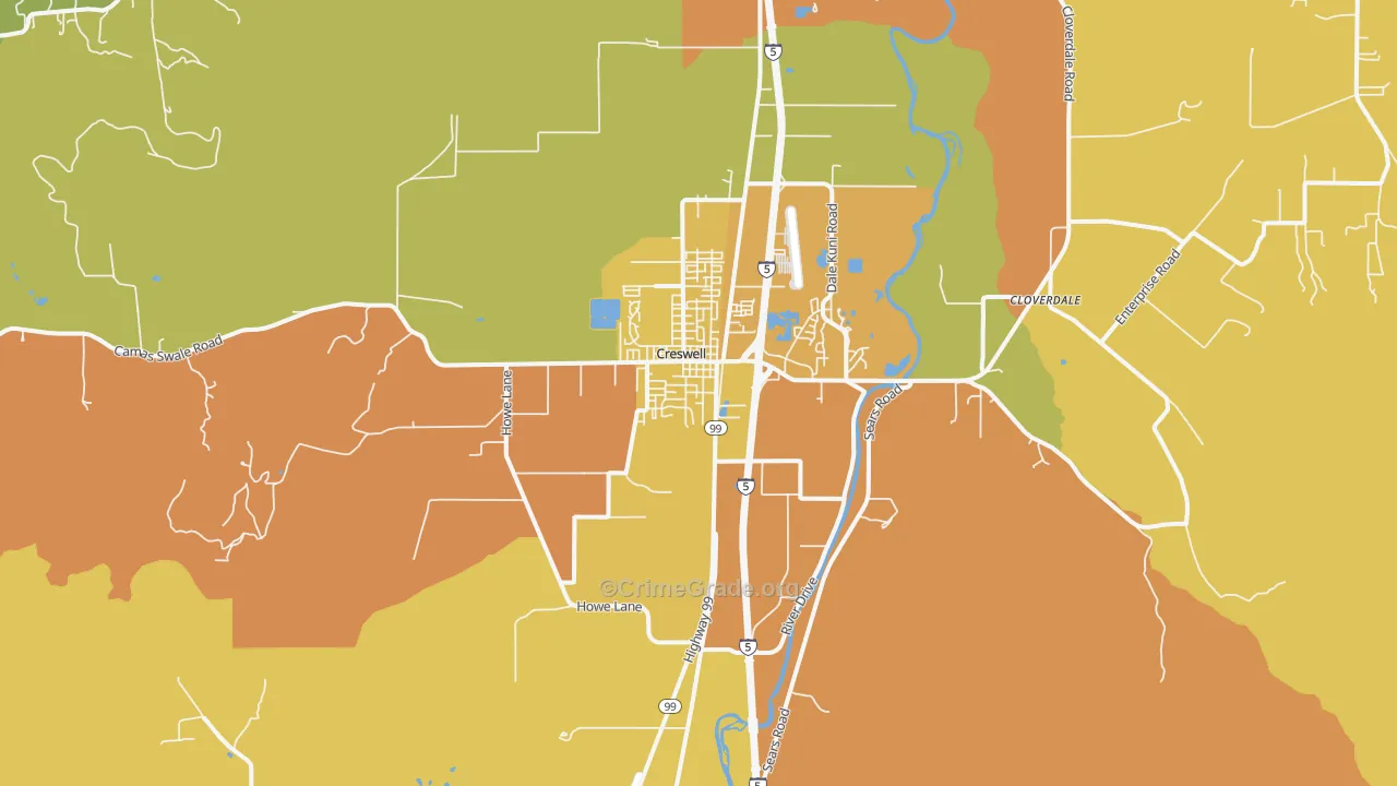 Creswell, OR Map of Drug-Related Crime Rates