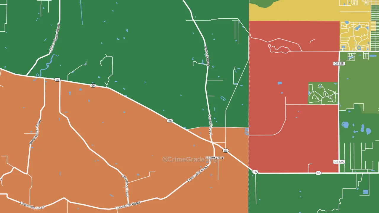 Crewsville, FL Map of Drug-Related Crime Rates