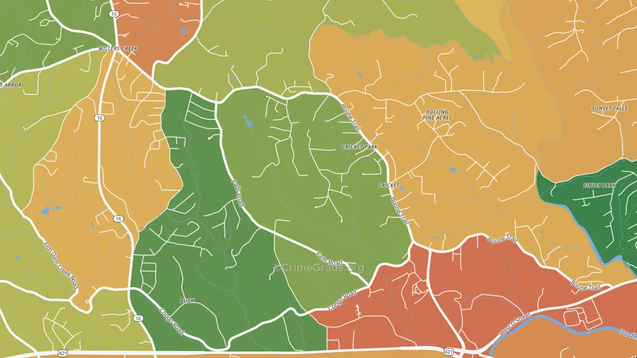 Cricket, NC Map of Drug-Related Crime Rates