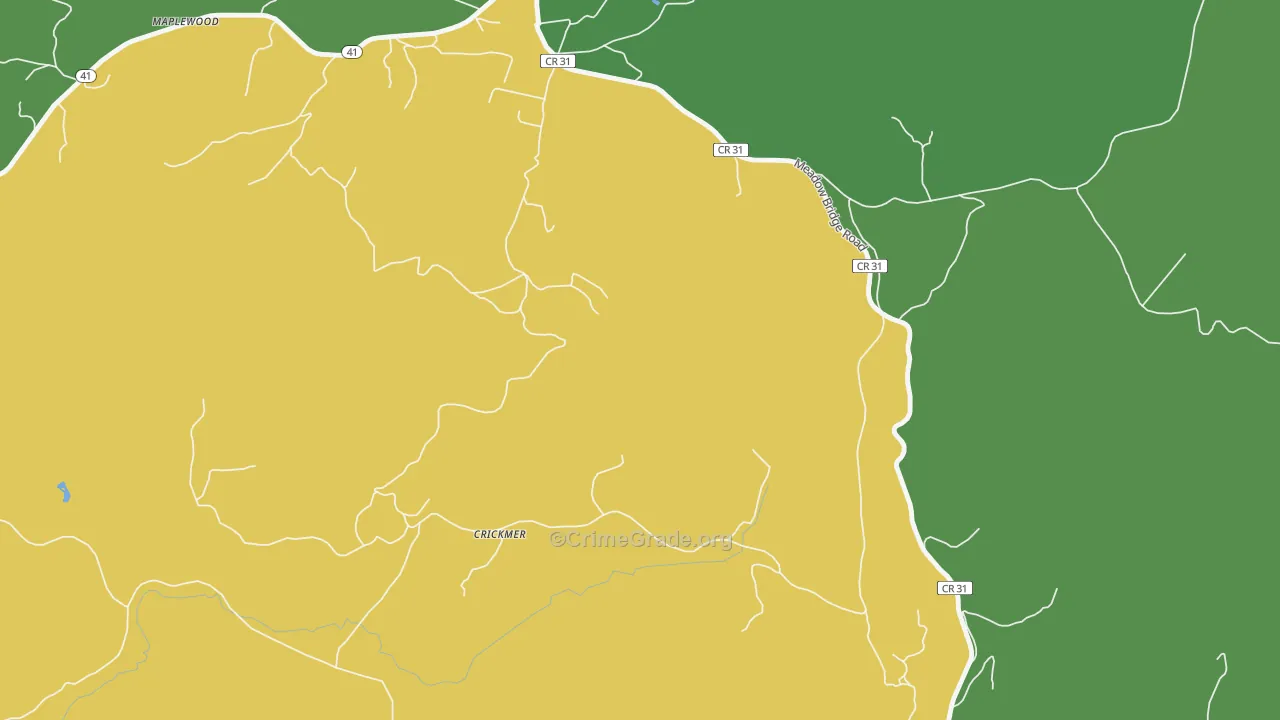 Crickmer, WV Map of Drug-Related Crime Rates