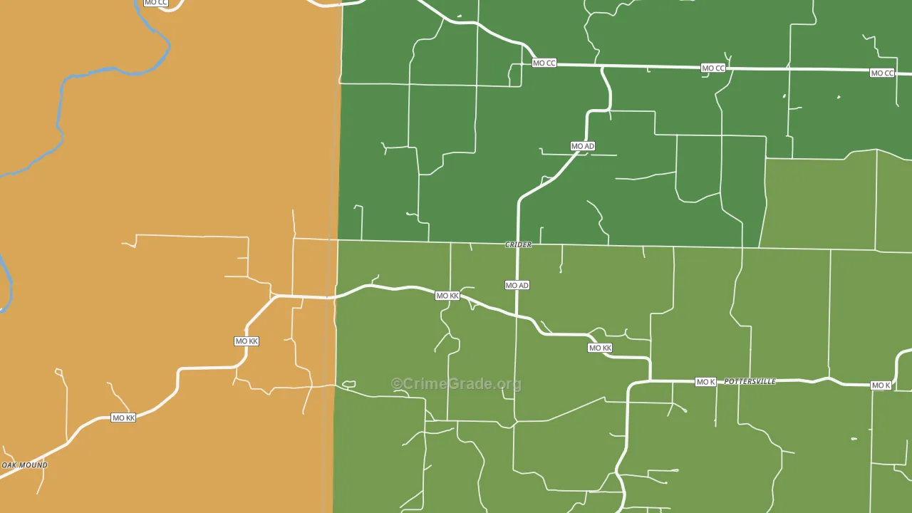 Crider, MO Map of Drug-Related Crime Rates