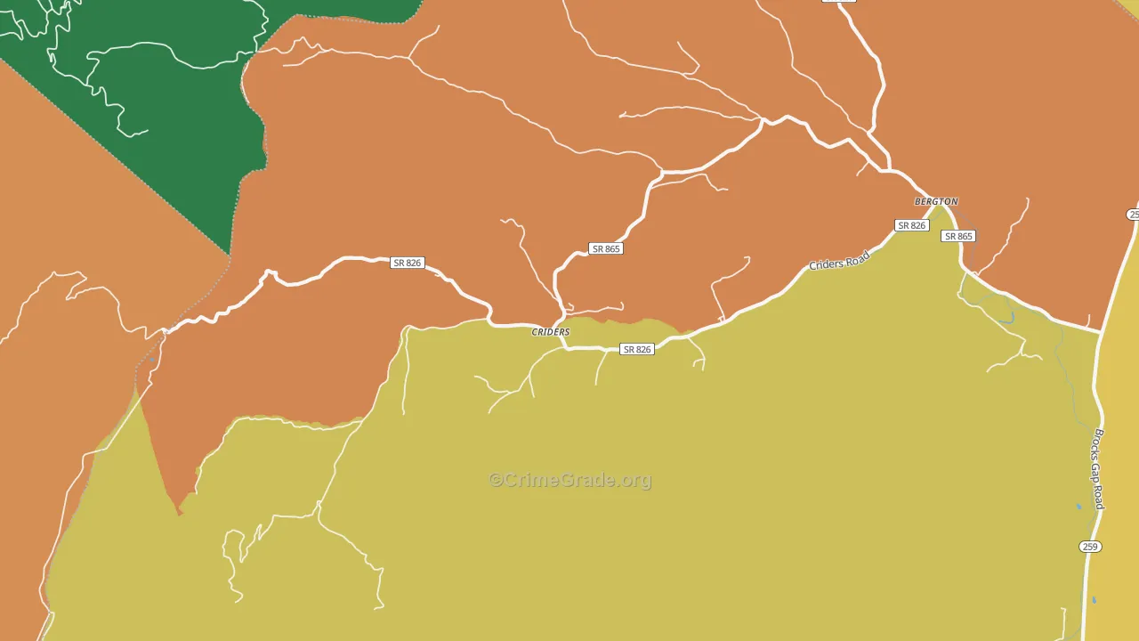 Criders, VA Map of Drug-Related Crime Rates
