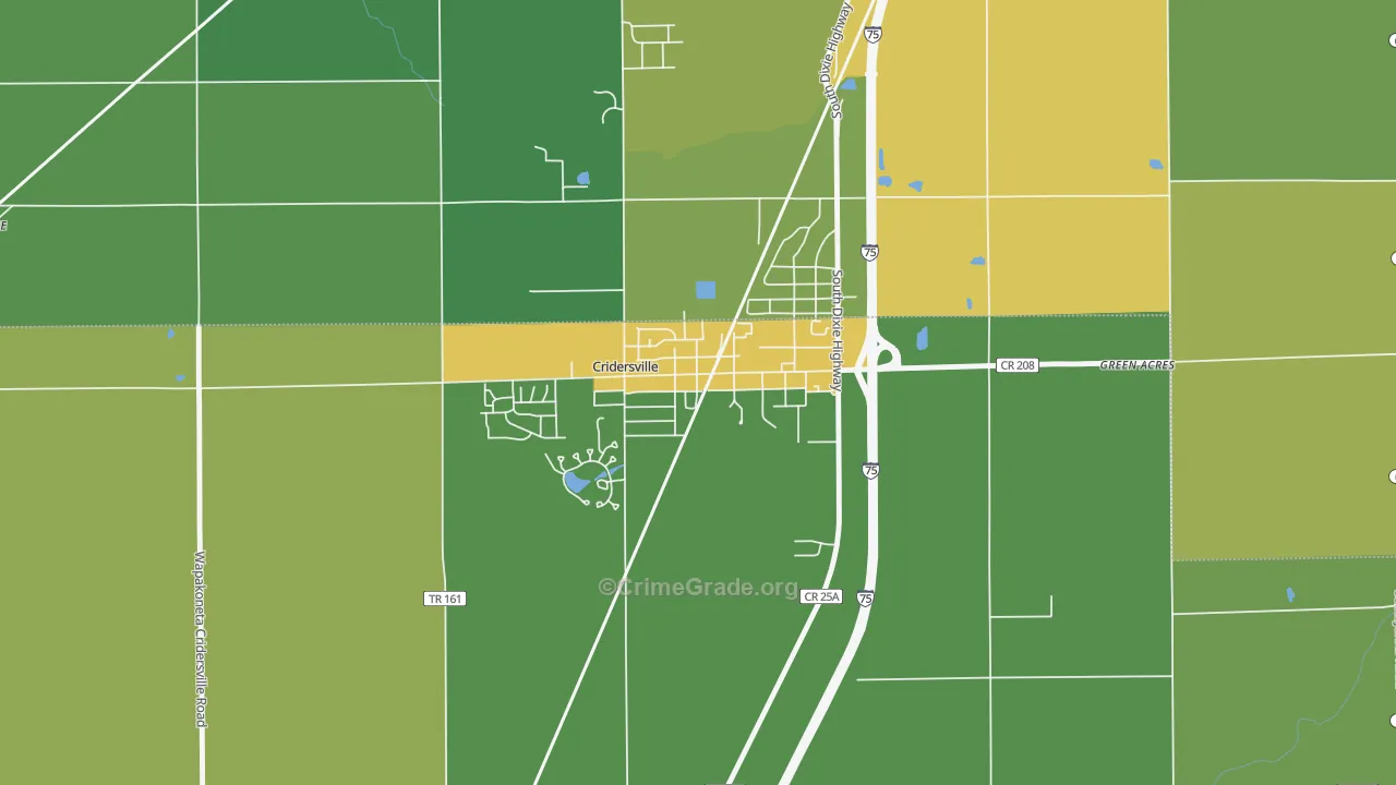 Cridersville, OH Map of Drug-Related Crime Rates