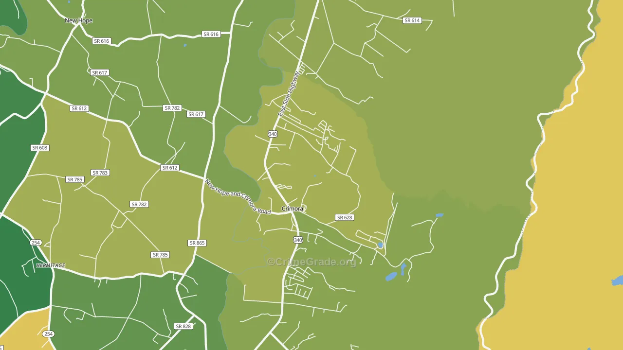 Crimora, VA Map of Drug-Related Crime Rates
