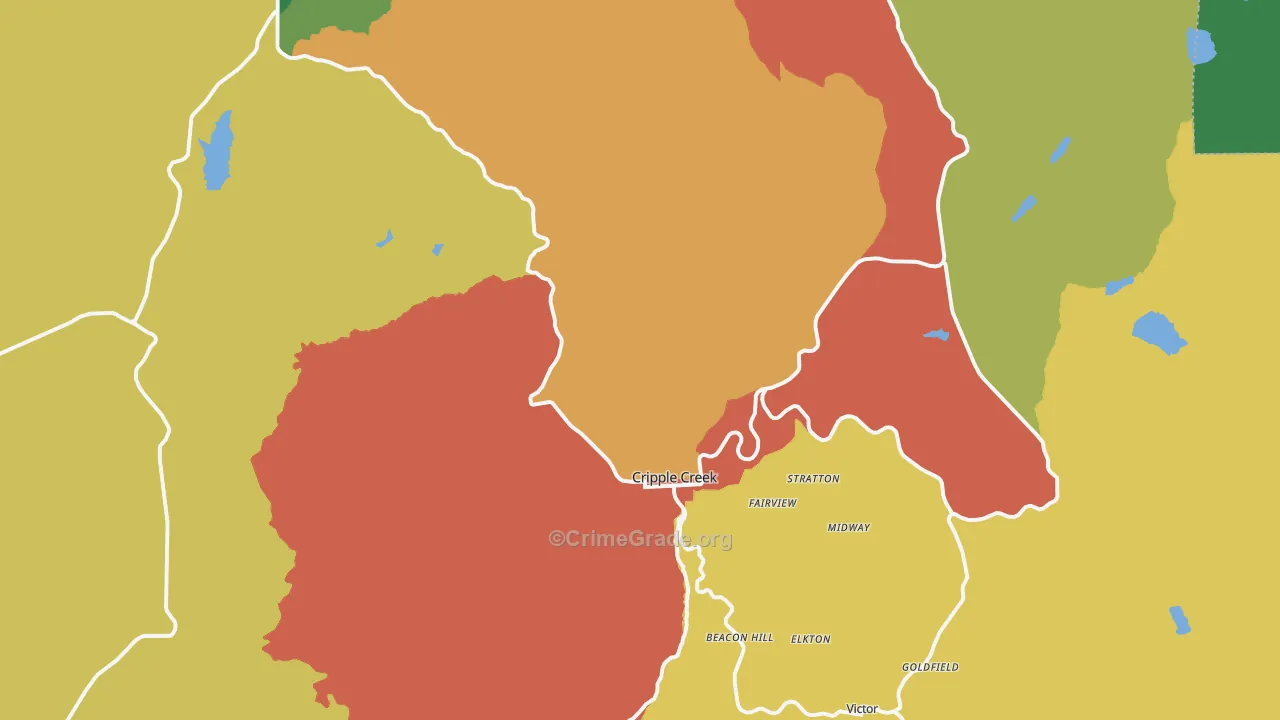 Cripple Creek, CO Map of Drug-Related Crime Rates
