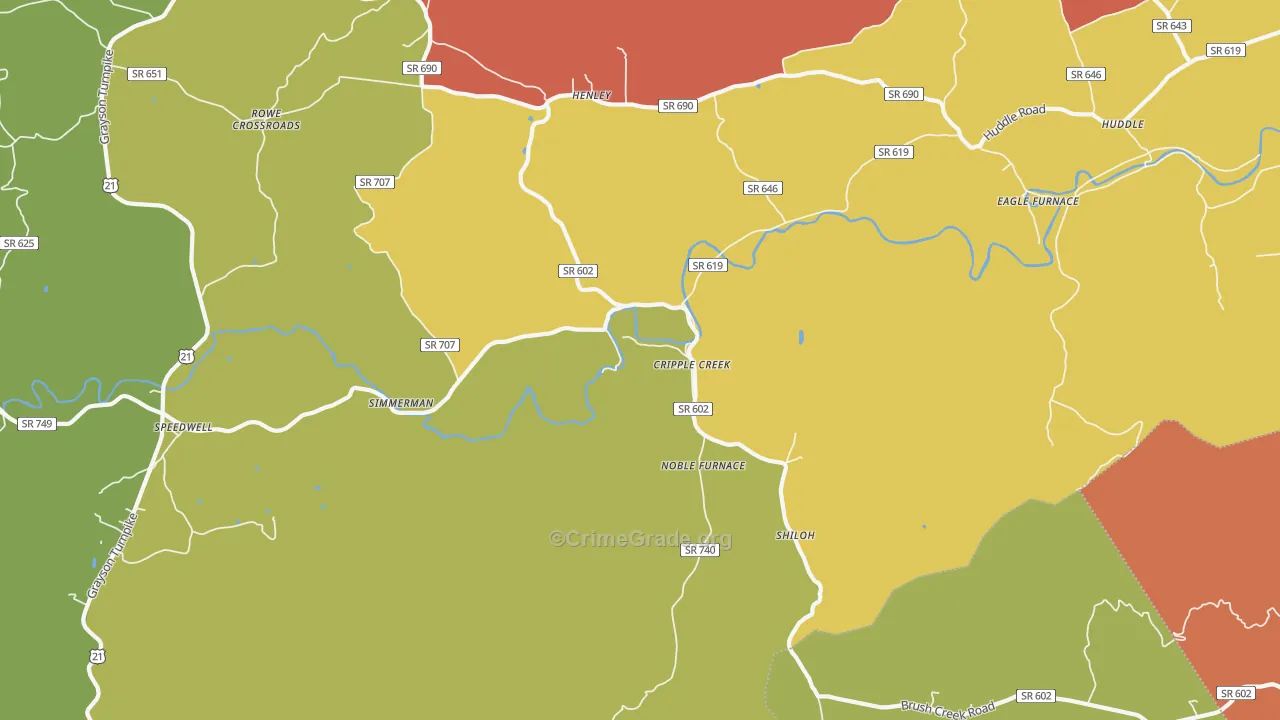 Cripple Creek, VA Map of Drug-Related Crime Rates