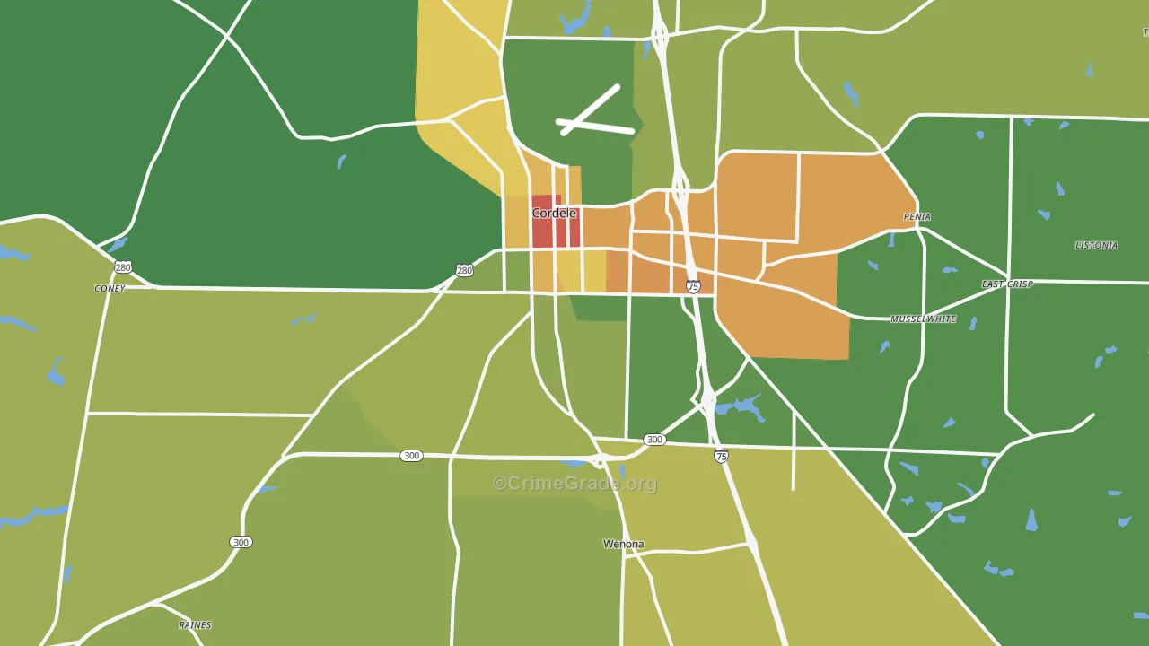 Crisp County, GA Map of Drug-Related Crime Rates