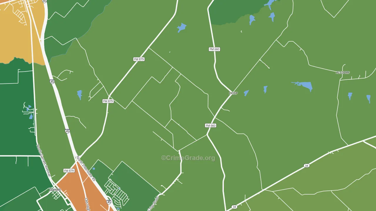 Crisp, TX Map of Drug-Related Crime Rates
