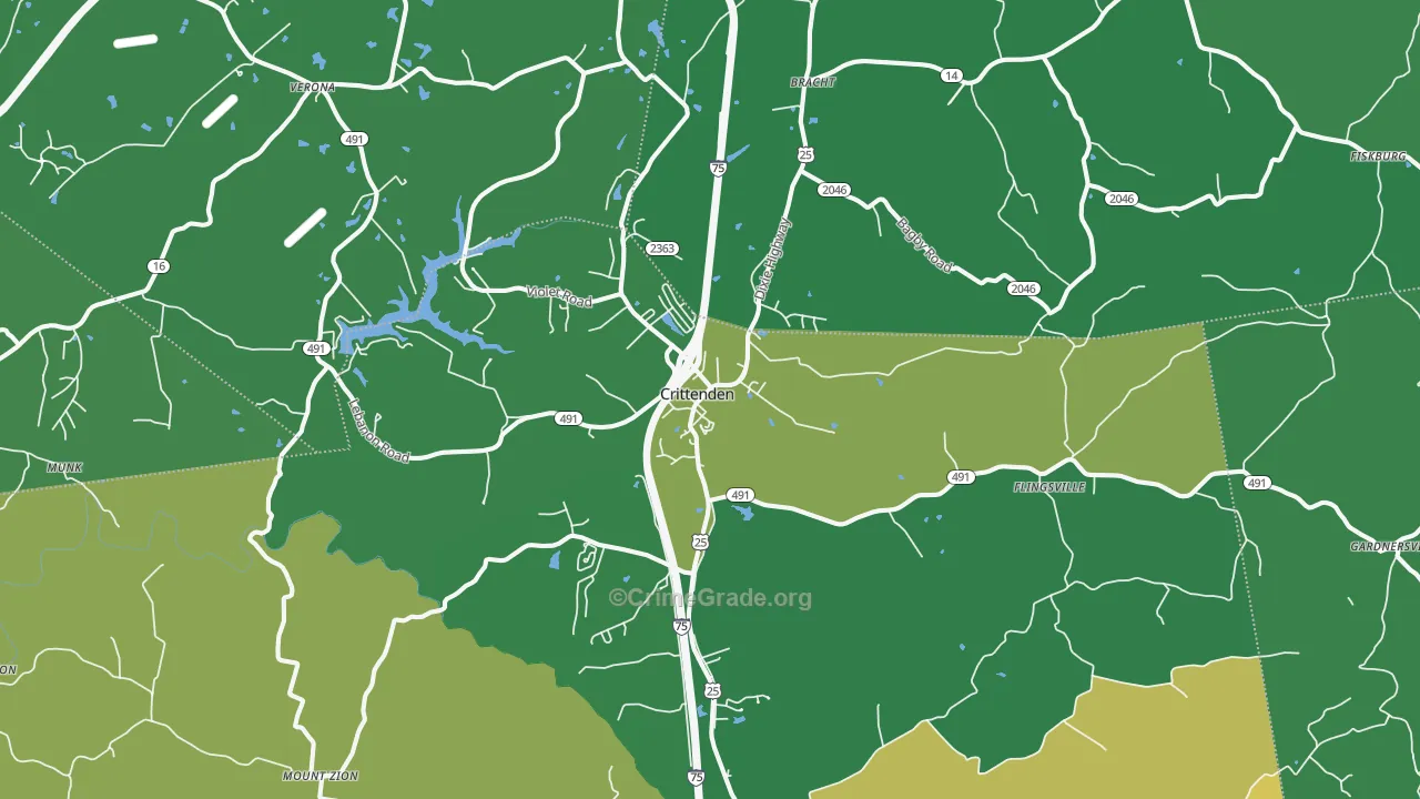 Crittenden, KY Map of Drug-Related Crime Rates