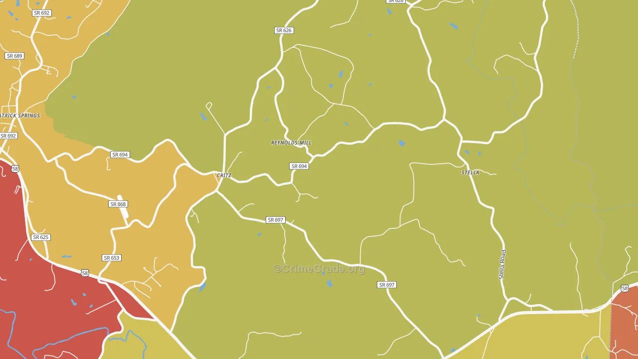 Critz, VA Map of Drug-Related Crime Rates
