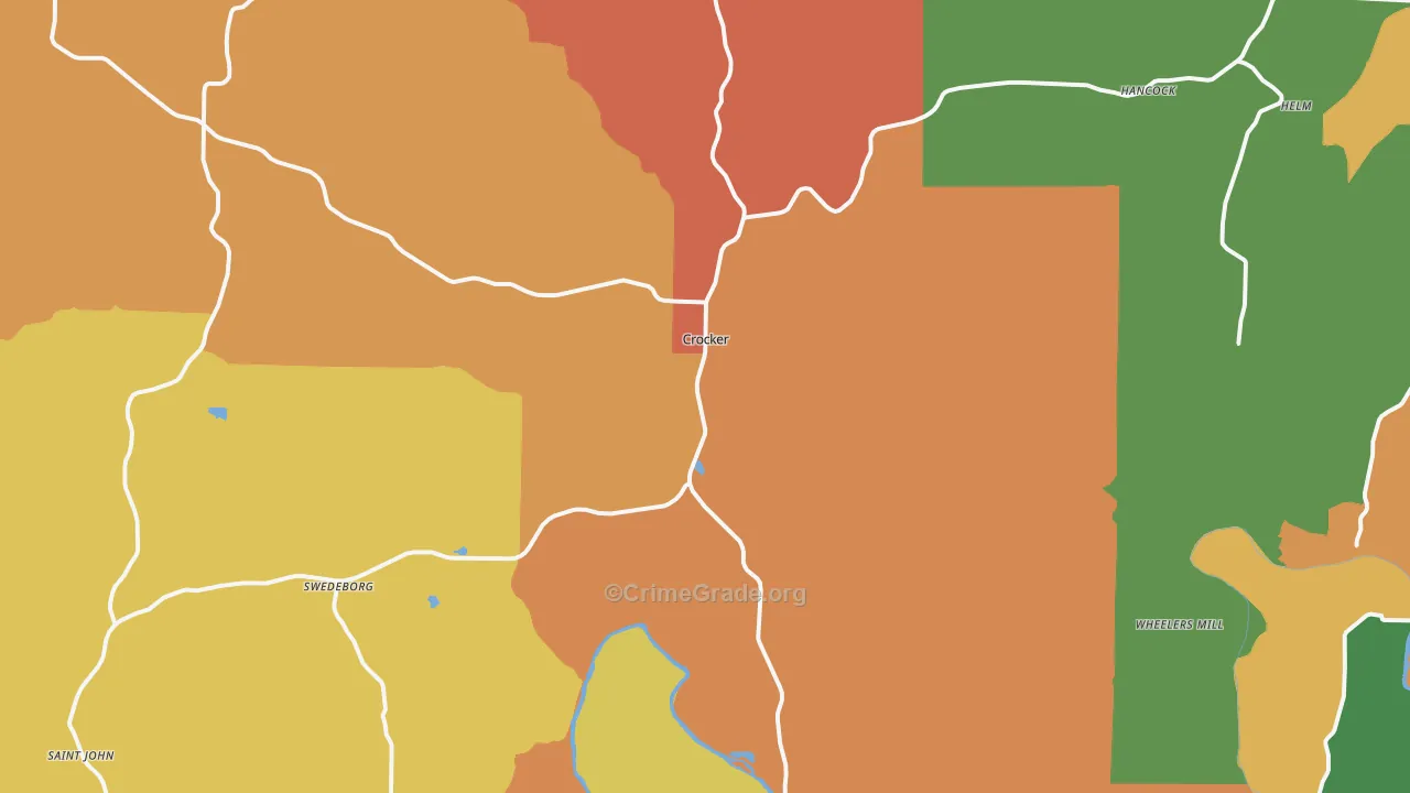 Crocker, MO Map of Drug-Related Crime Rates