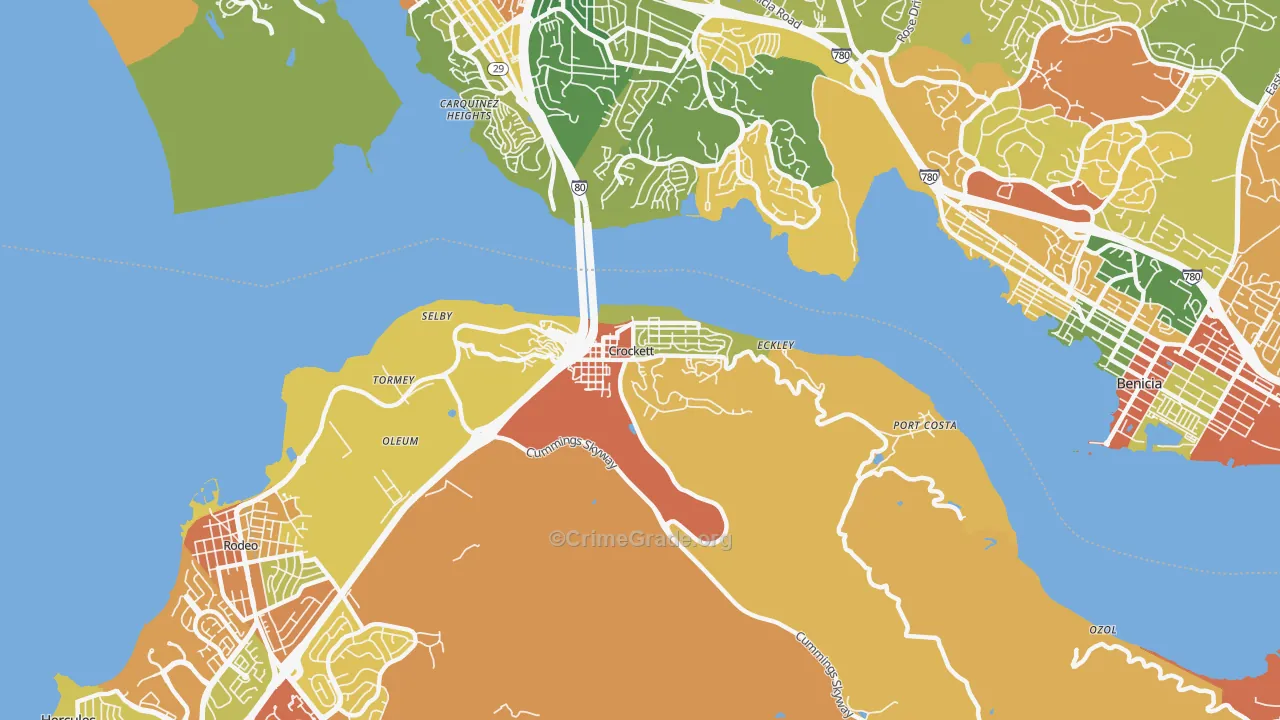 Crockett, CA Map of Drug-Related Crime Rates
