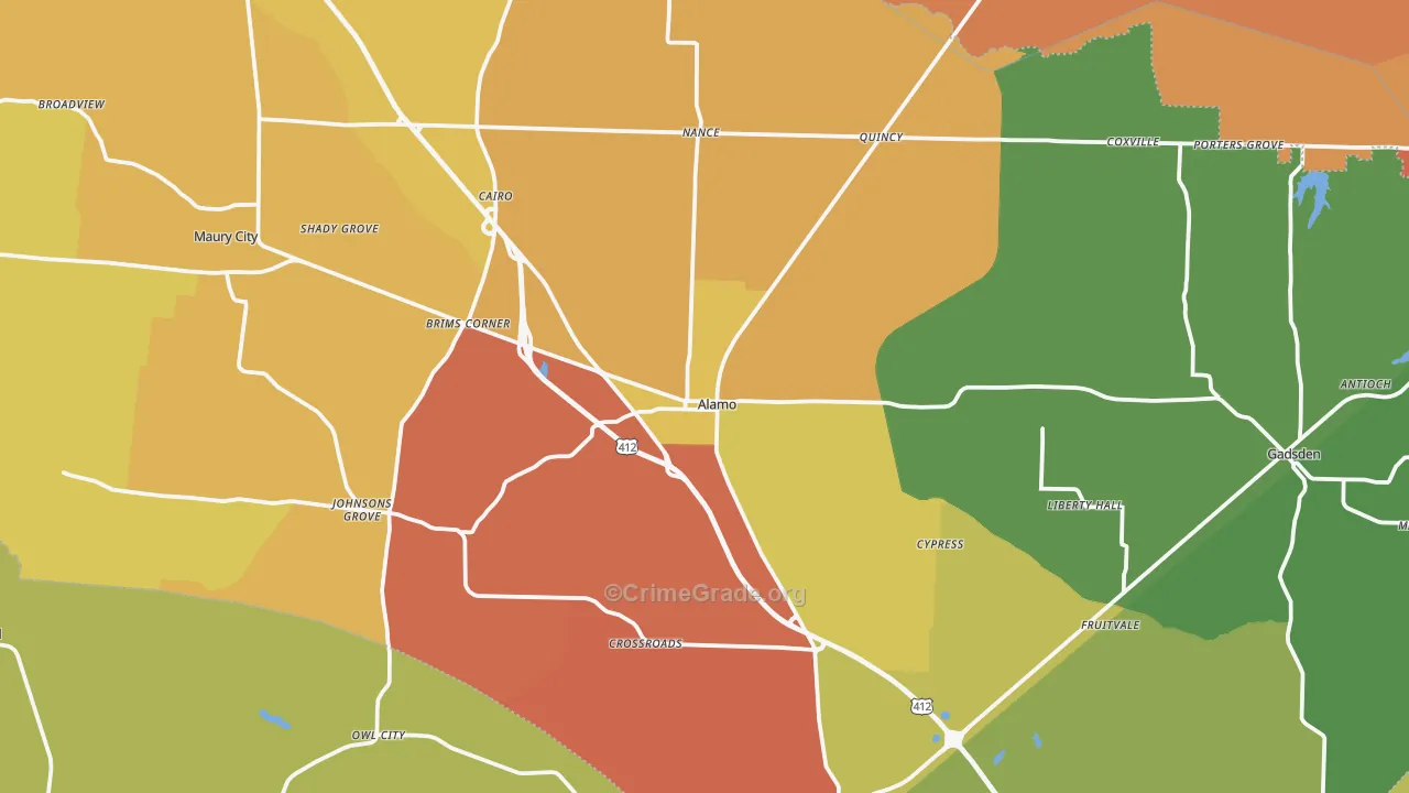 Crockett County, TN Map of Drug-Related Crime Rates
