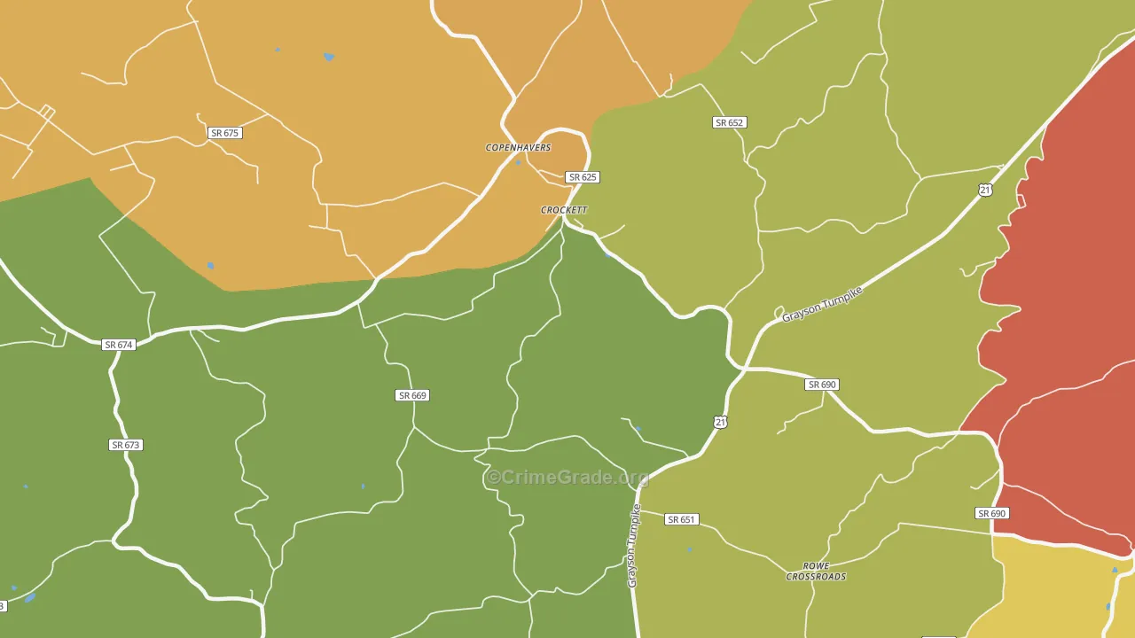 Crockett, VA Map of Drug-Related Crime Rates