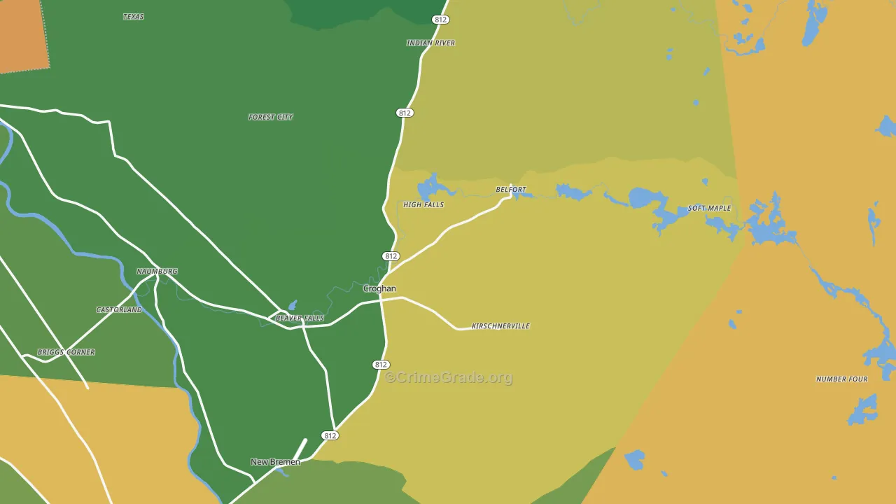 Croghan, NY Map of Drug-Related Crime Rates