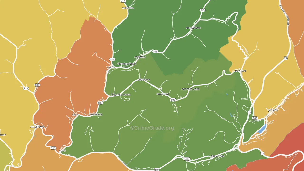Cromona, KY Map of Drug-Related Crime Rates