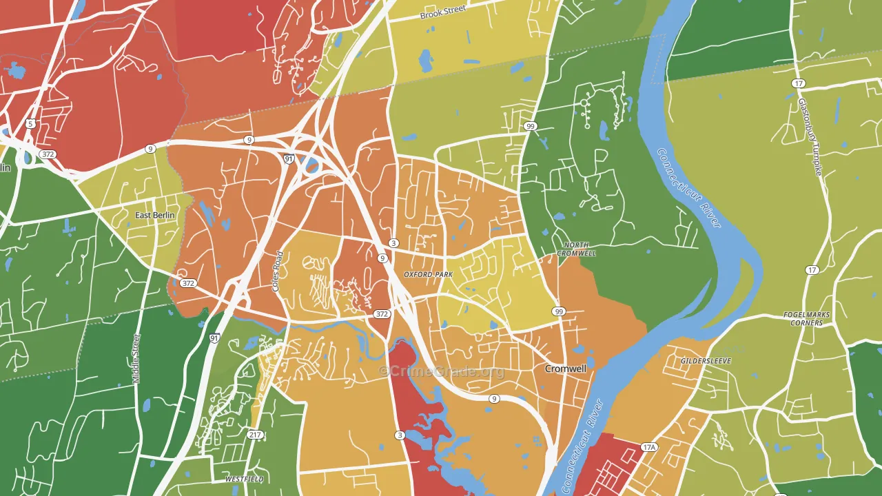 Cromwell, CT Map of Drug-Related Crime Rates