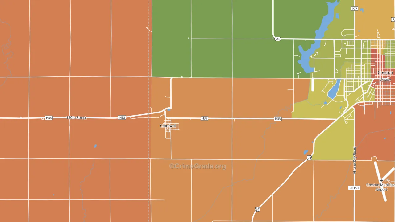 Cromwell, IA Map of Drug-Related Crime Rates