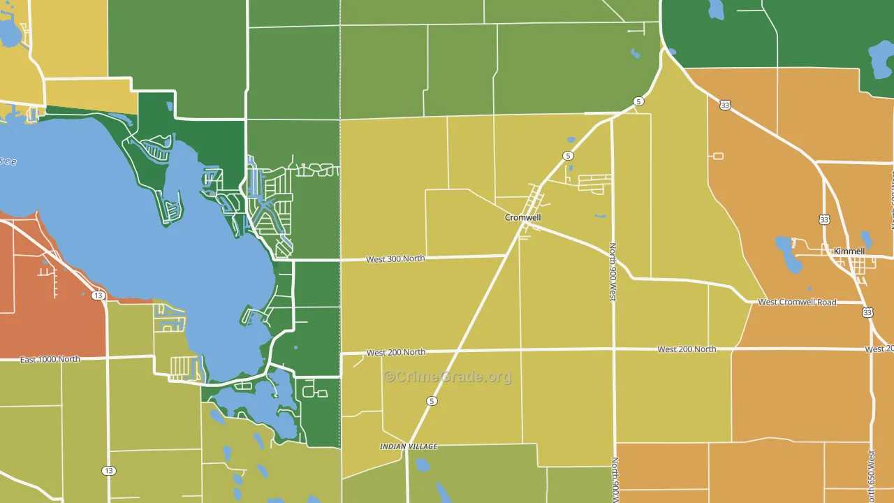 Cromwell, IN Map of Drug-Related Crime Rates