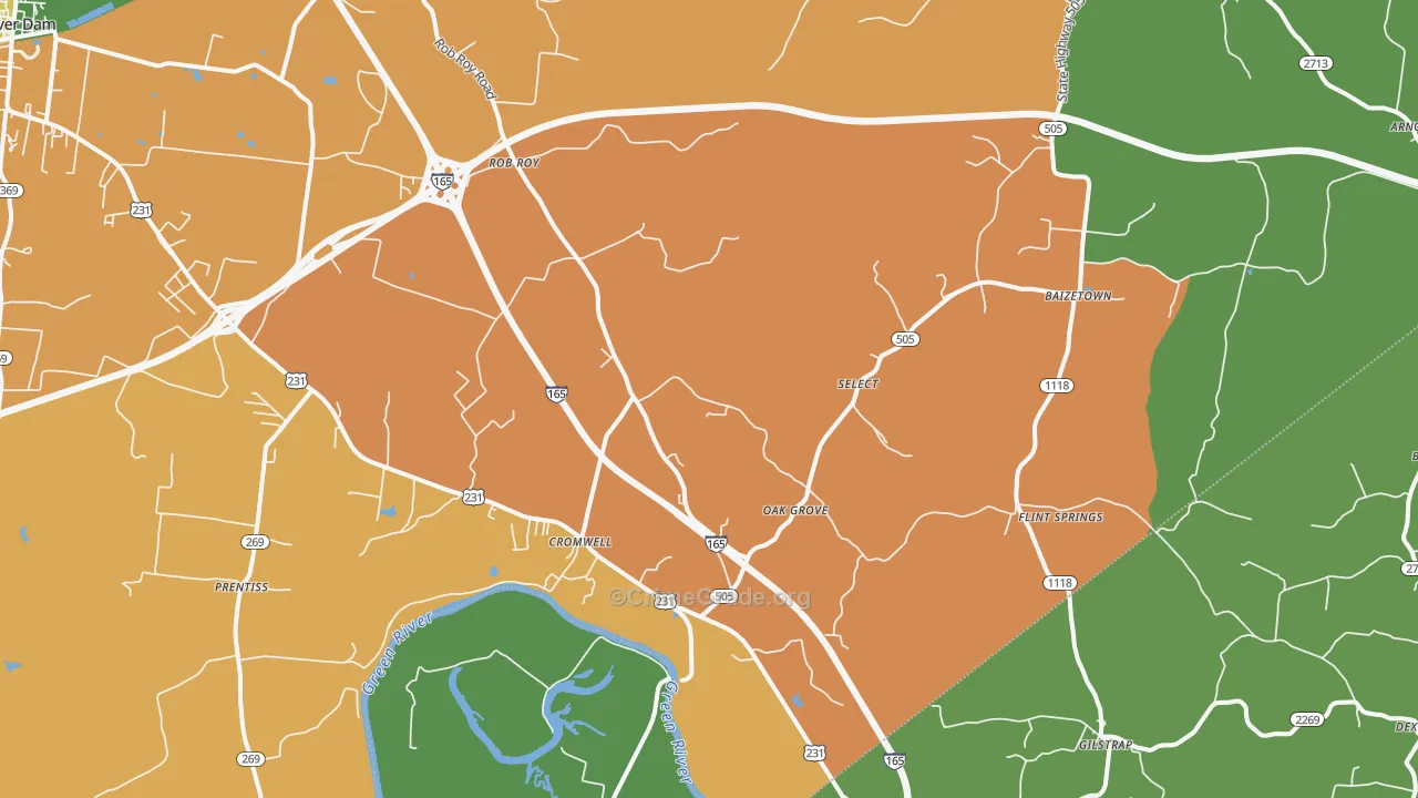 Cromwell, KY Map of Drug-Related Crime Rates