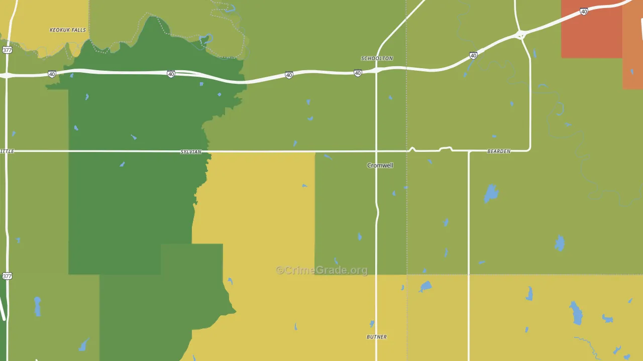 Cromwell, OK Map of Drug-Related Crime Rates