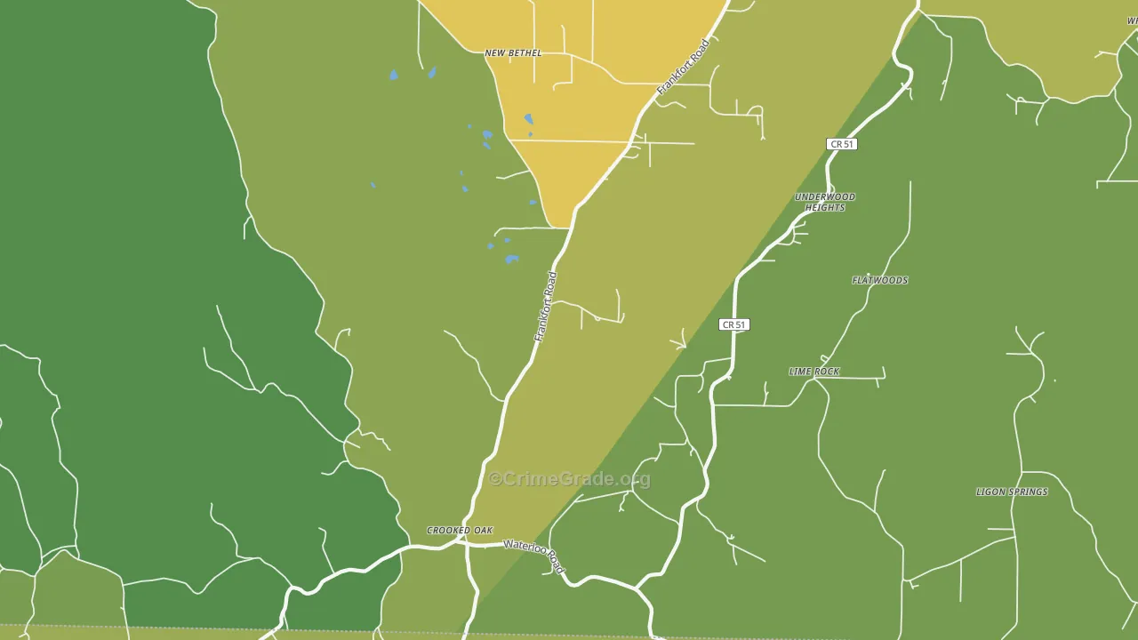 Crooked Oak, AL Map of Drug-Related Crime Rates