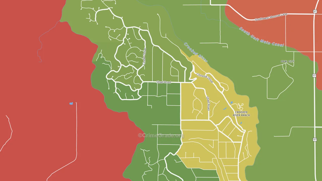 Crooked River Ranch, Terrebonne, OR Map of Drug-Related Crime Rates