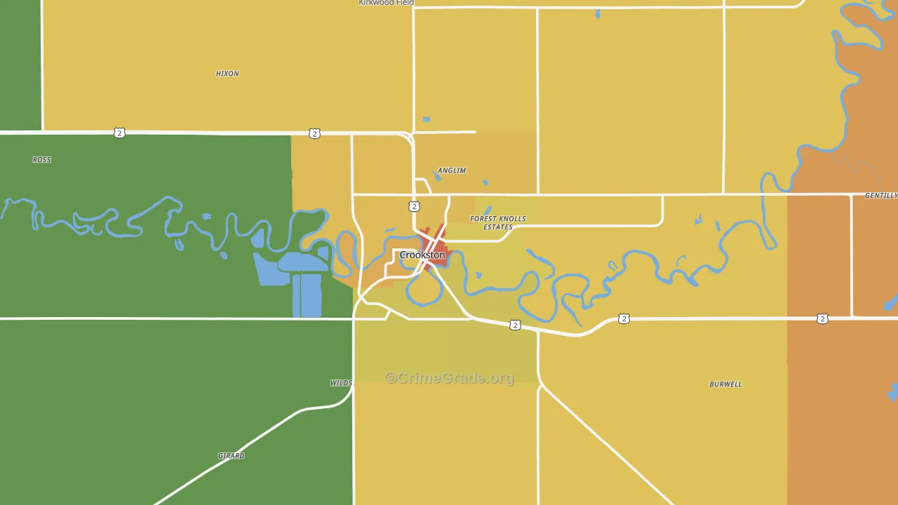 Crookston, MN Map of Drug-Related Crime Rates
