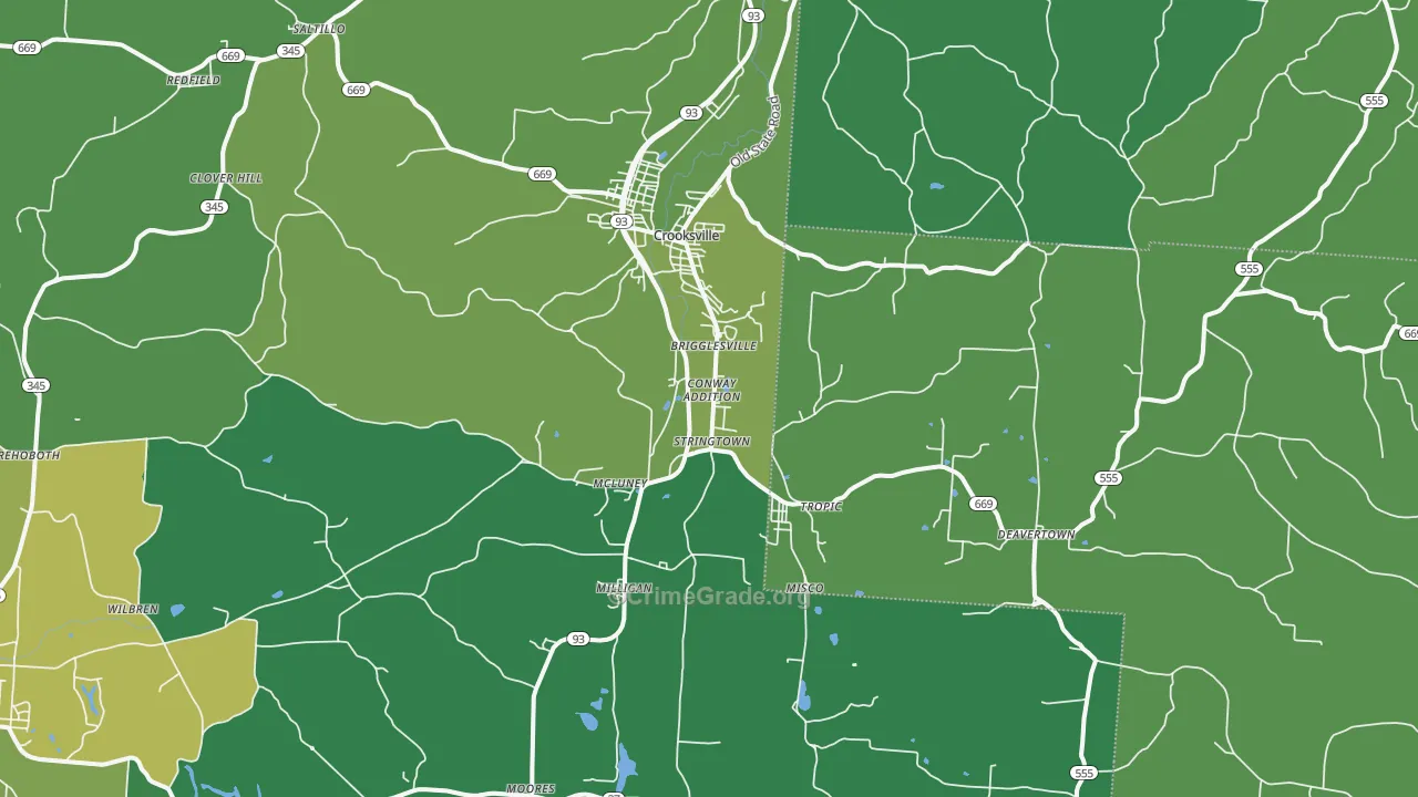 Crooksville, OH Map of Drug-Related Crime Rates